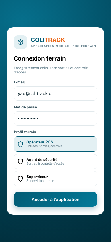 Connexion mobile COLITRACK